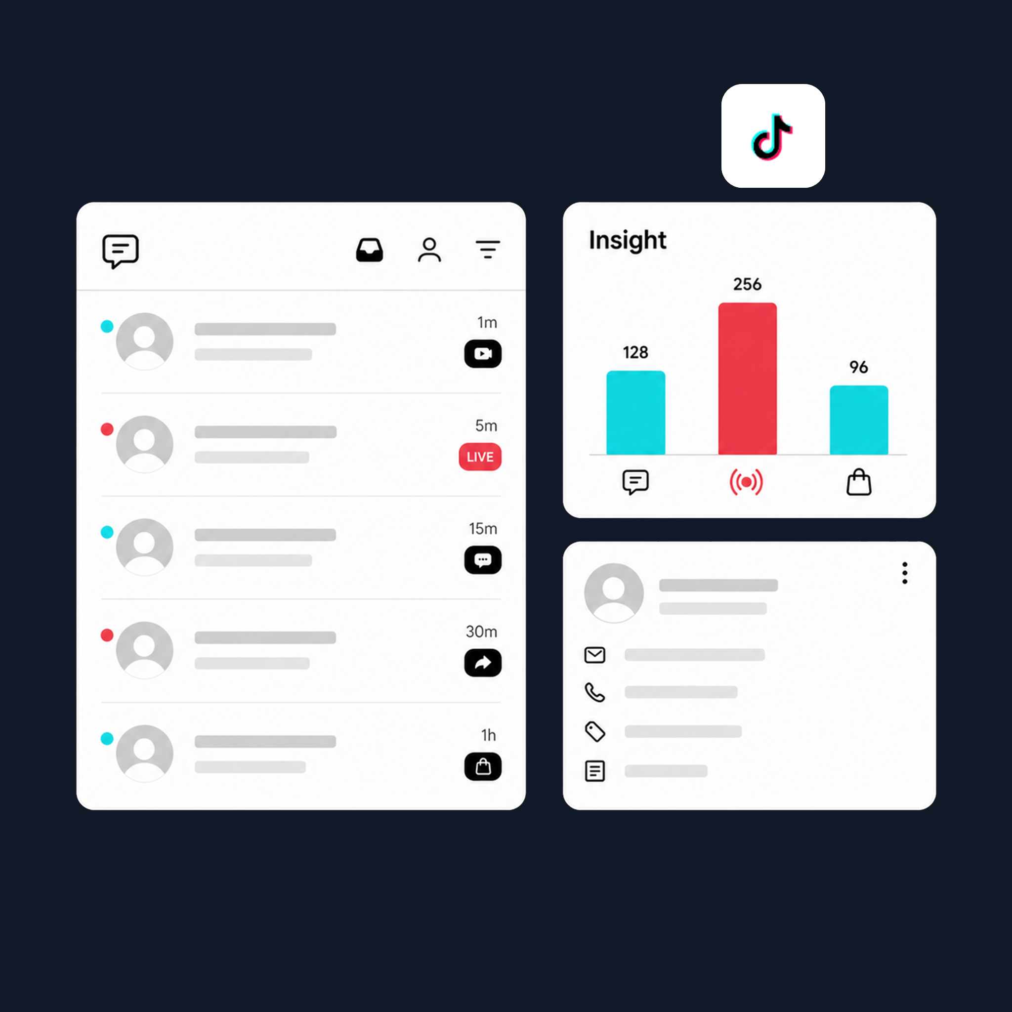 TikTok conversation intelligence dashboard with CRM sync and human handoff context