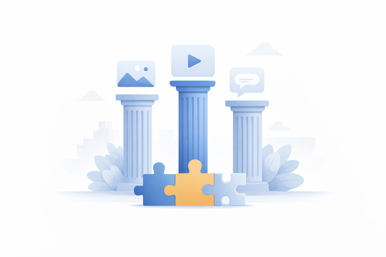 Facebook content pillars and post formats including Reels carousels and Stories