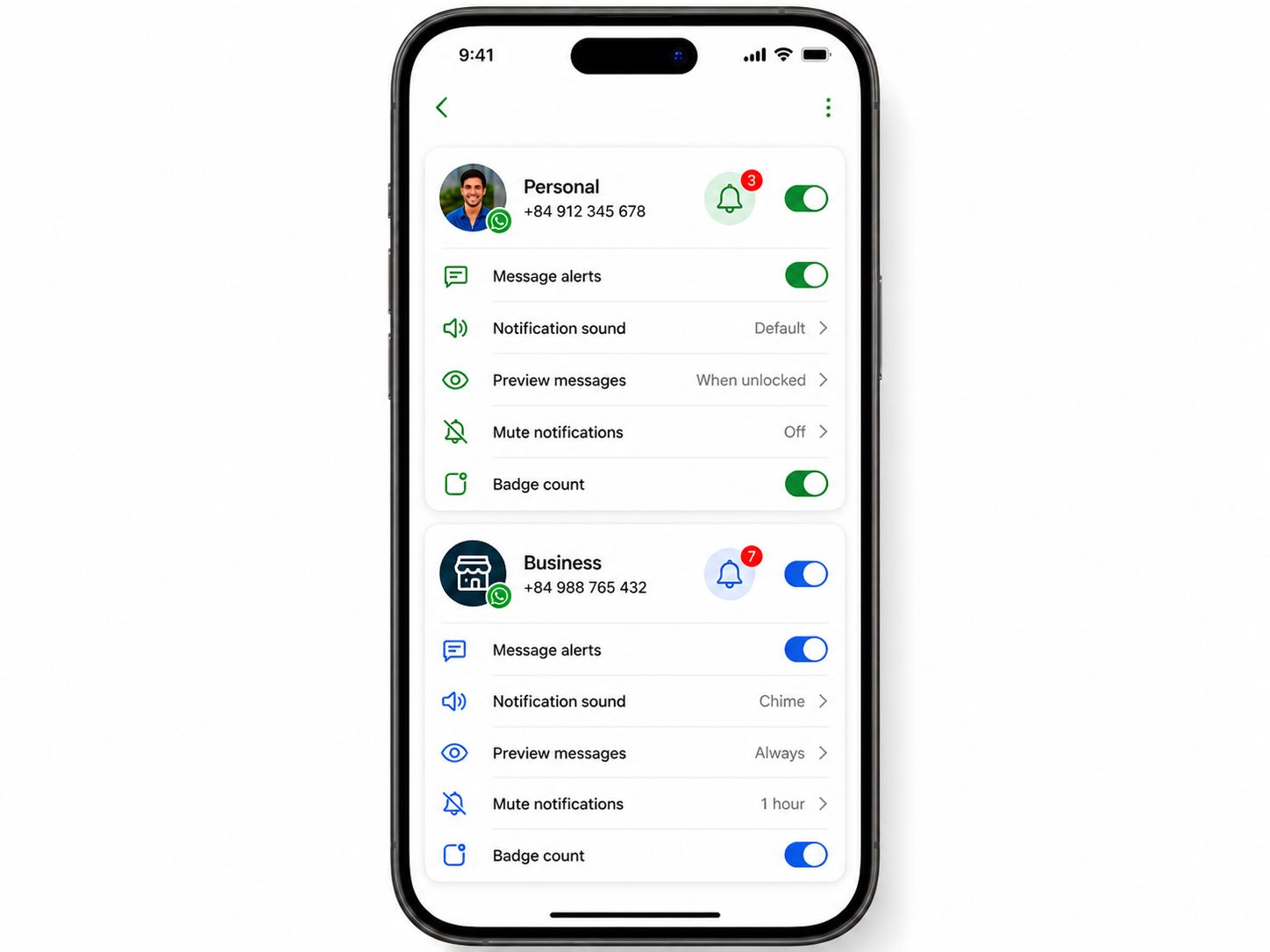 6. Managing Notifications for Two Accounts