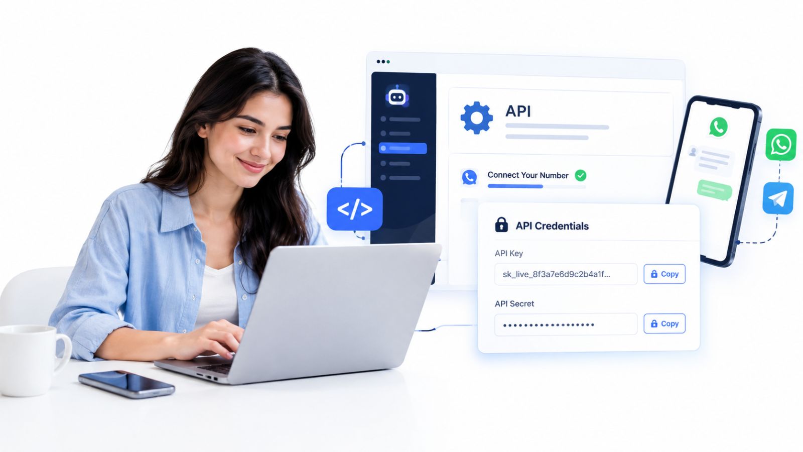 Step 2: ChatbotX API Setup — Connect Your Number and Generate Credentials